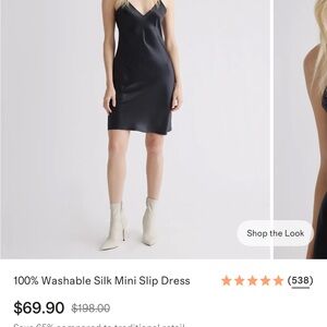 Quince Black Silk Mini Slip Dress